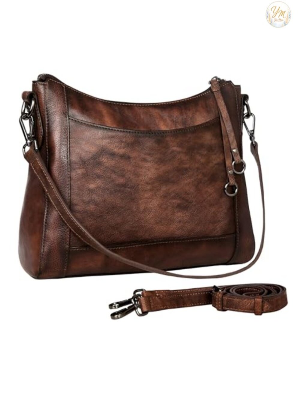 Genuine Leather Crossbody Bag with Adjustable Straps Purse